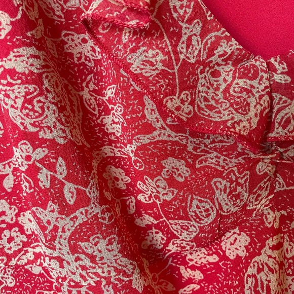 INC 100% Silk Floral Ruffled Sleeveless Lined Dress - Red Poppy - 4P  NWT - Picture 7 of 7